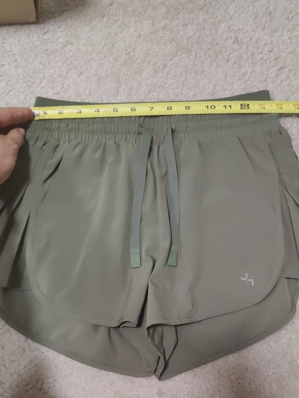 JoyLab Olive Green Athletic Shorts Side Pleats Drawstring Y2K Hippie Sports Retr - Picture 8 of 14